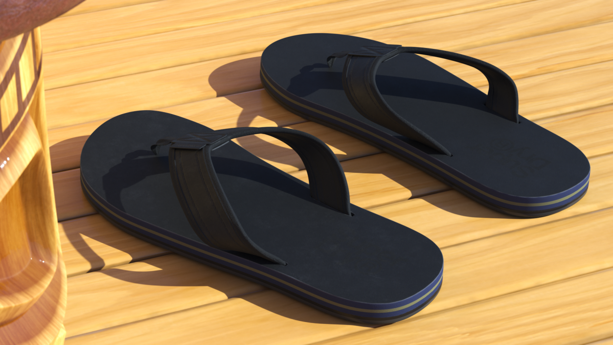 3D model Flip Flops Superdry Black