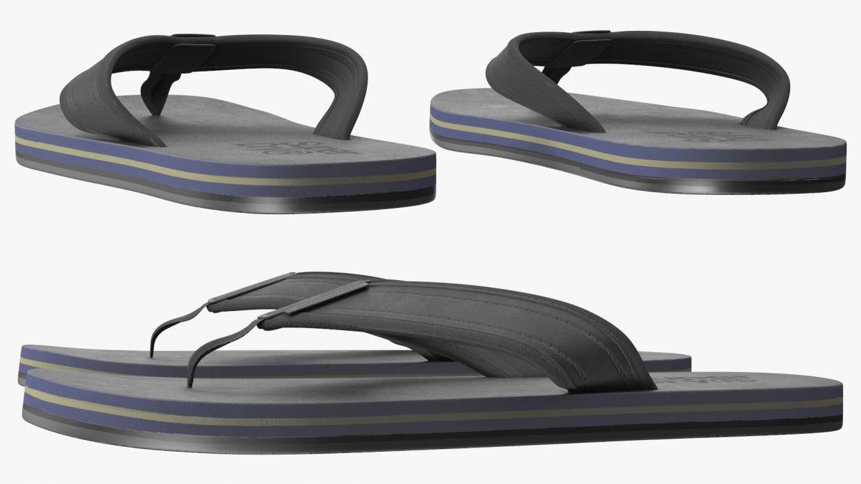 3D model Flip Flops Superdry Black