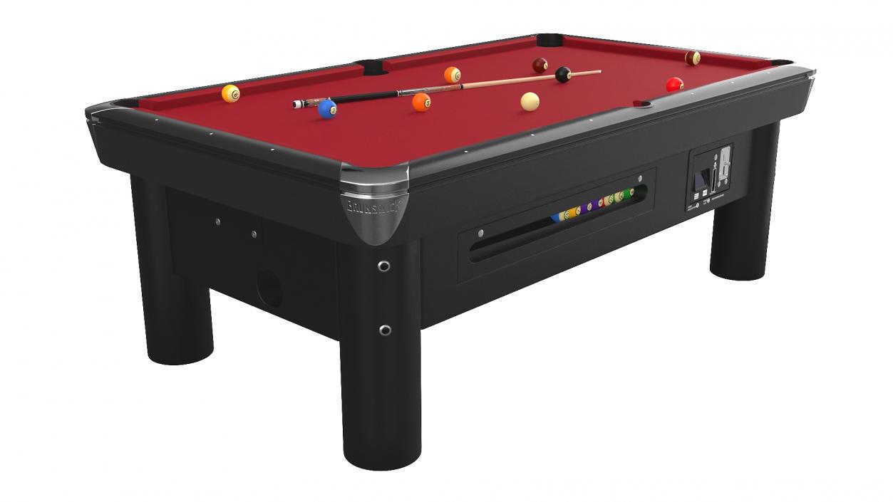 3D Public Pool Table Red 2 model