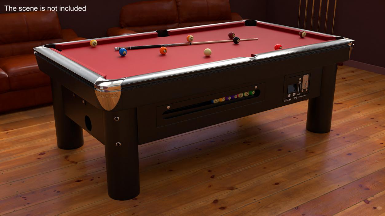 3D Public Pool Table Red 2 model