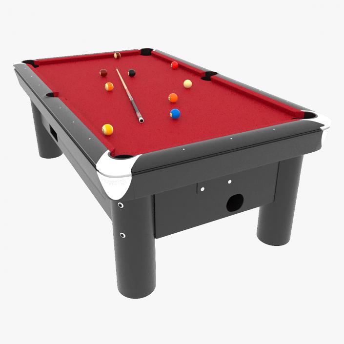 3D Public Pool Table Red 2 model