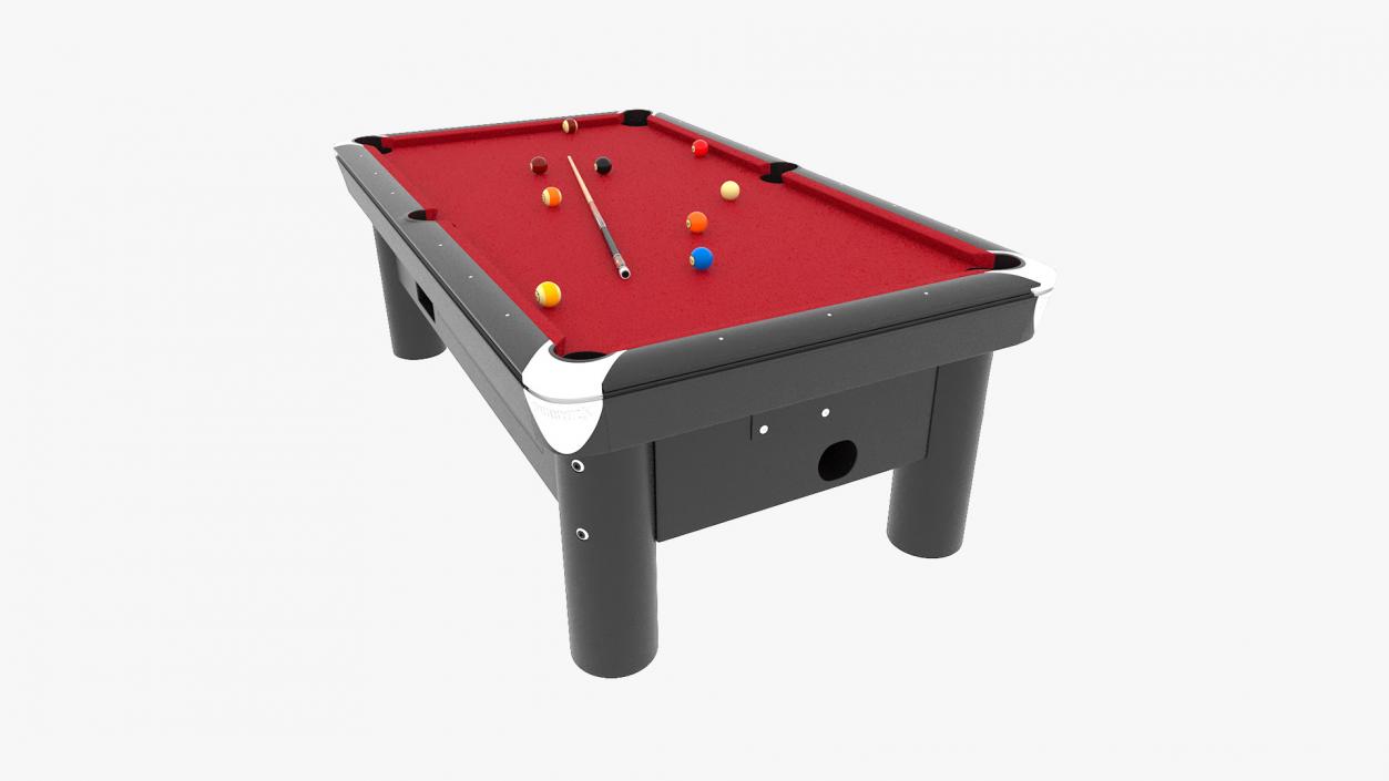 3D Public Pool Table Red 2 model