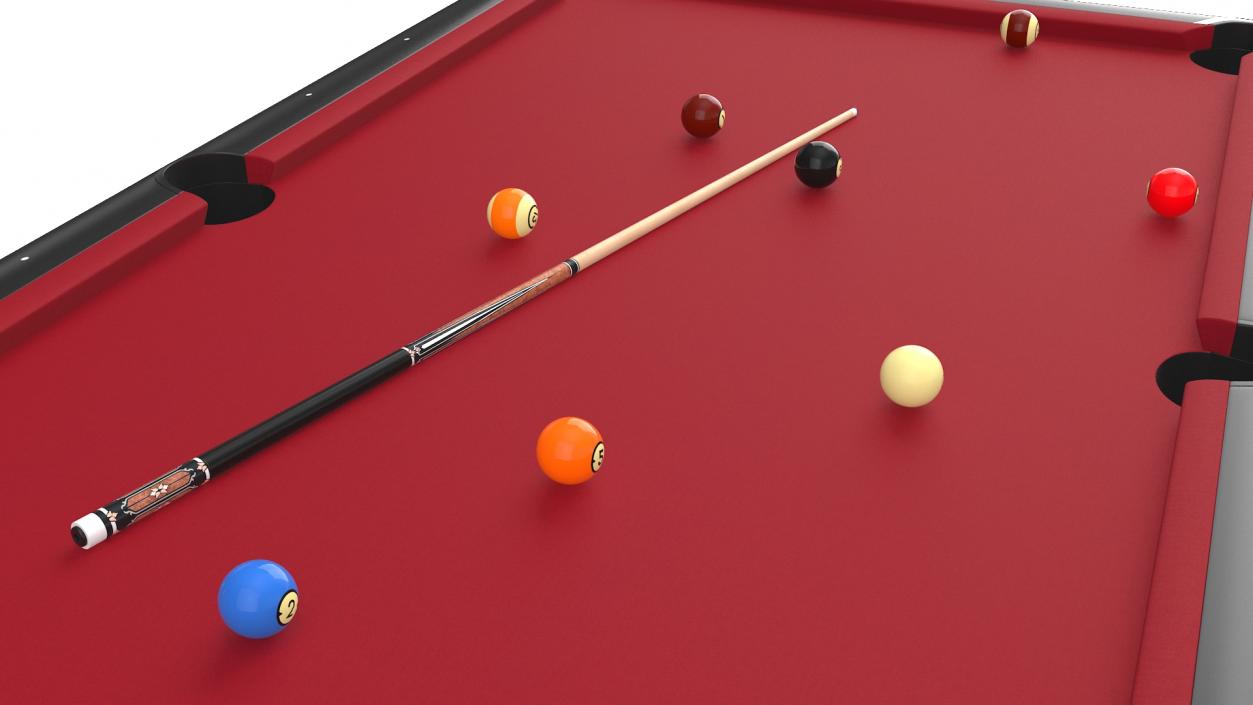 3D Public Pool Table Red 2 model