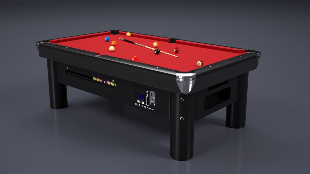 3D Public Pool Table Red 2 model