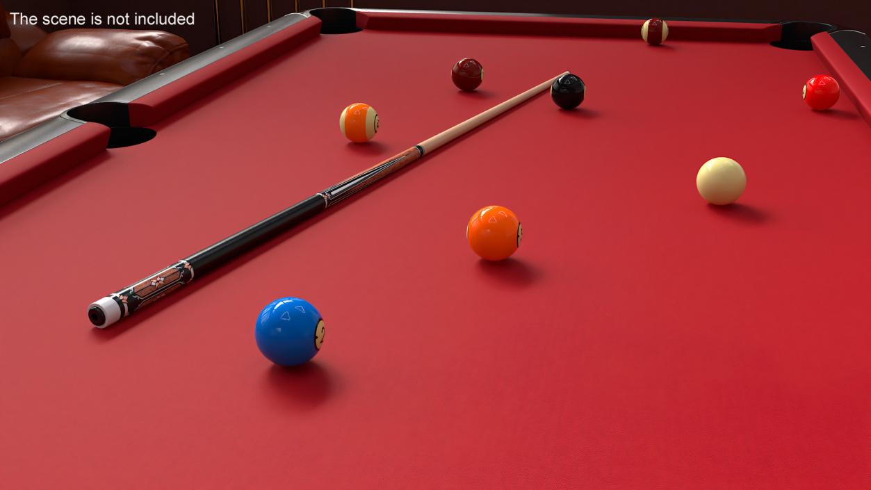 3D Public Pool Table Red 2 model