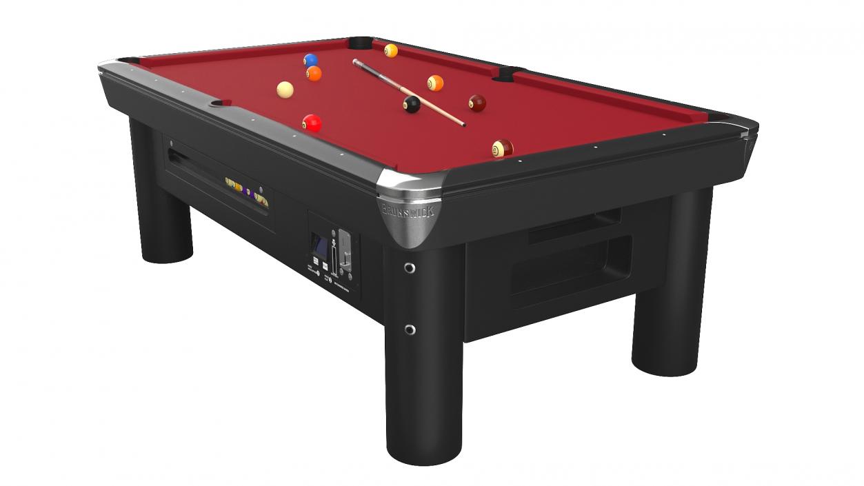 3D Public Pool Table Red 2 model