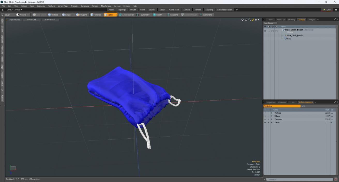 3D Blue Cloth Pouch 2 model