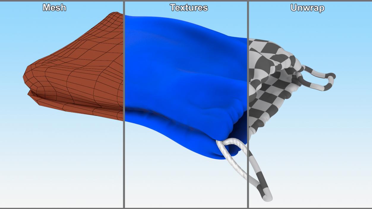 3D Blue Cloth Pouch 2 model