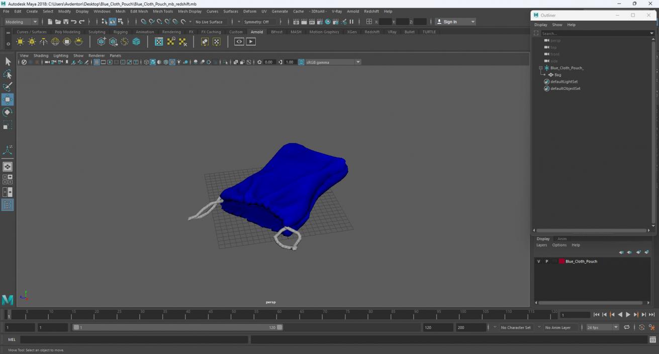 3D Blue Cloth Pouch 2 model