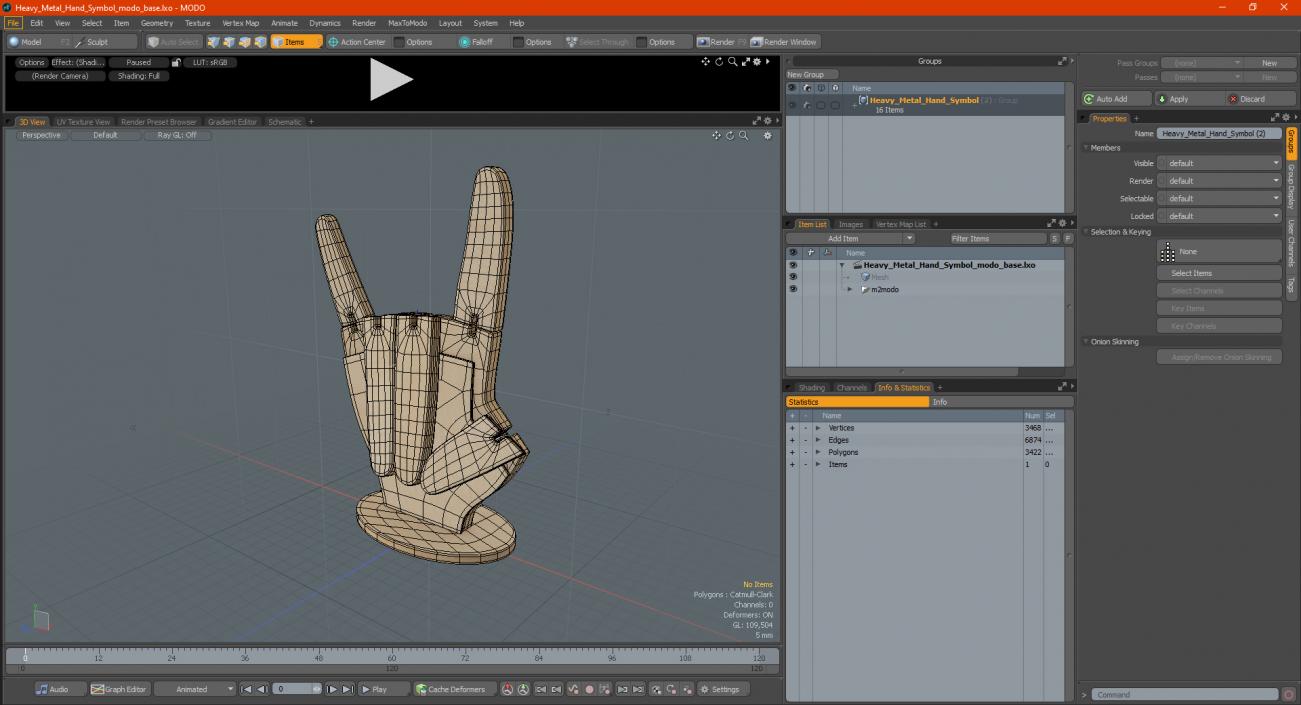 3D Heavy Metal Hand Symbol model