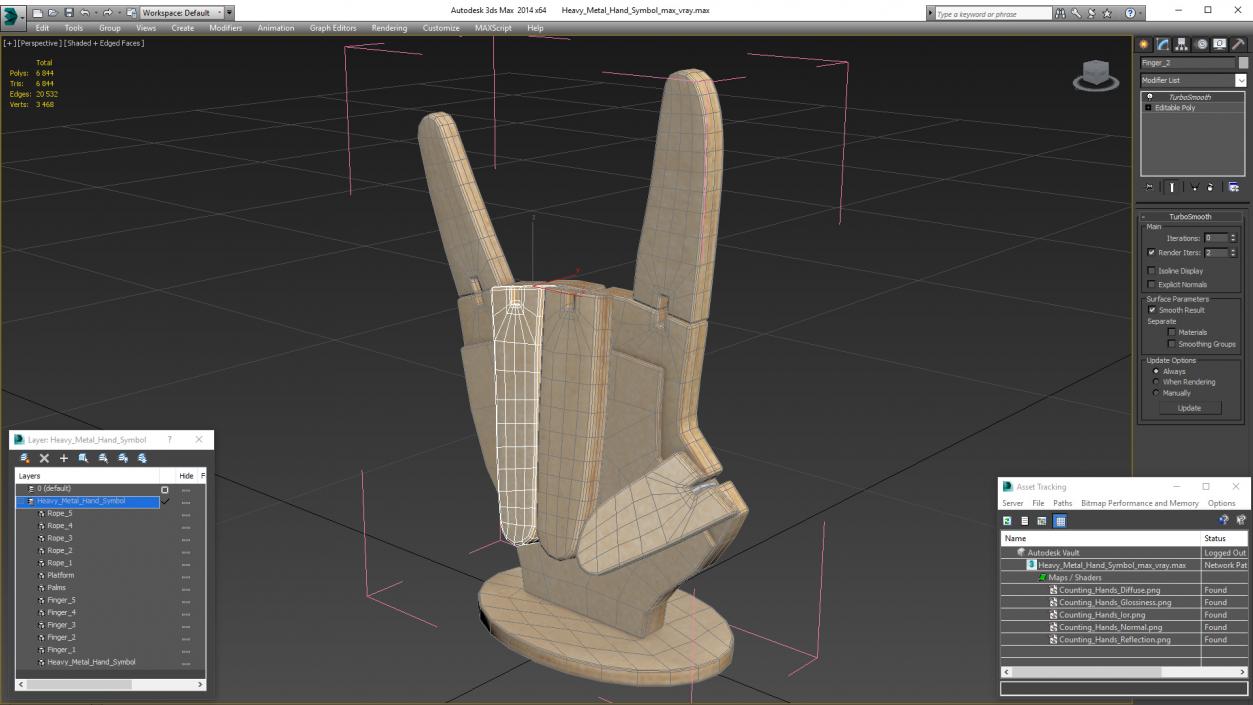 3D Heavy Metal Hand Symbol model