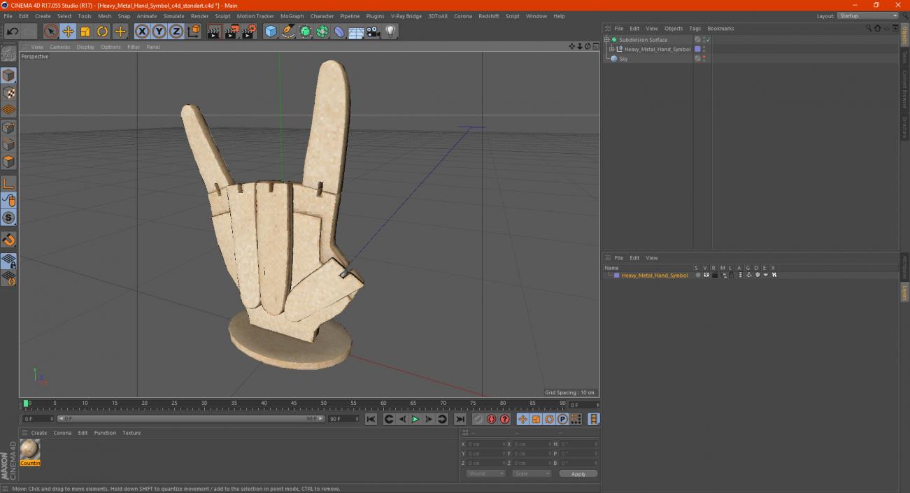 3D Heavy Metal Hand Symbol model