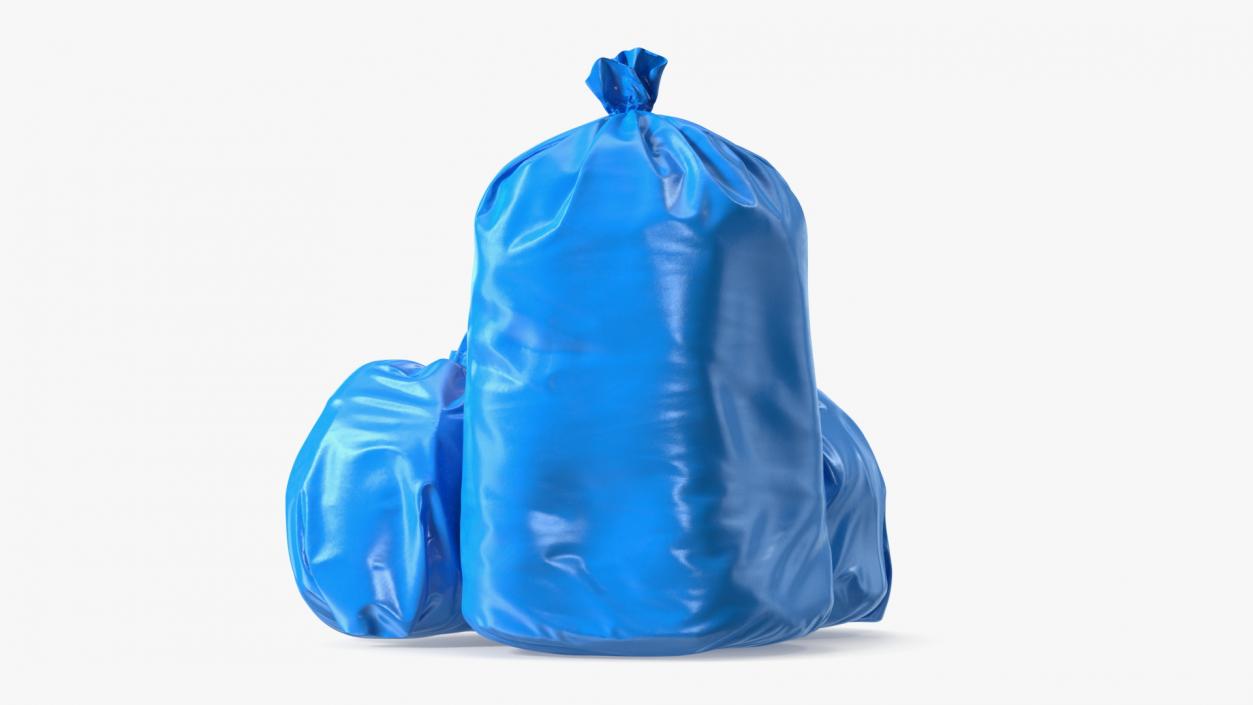 Tied Closed Blue Trash Bags 3D