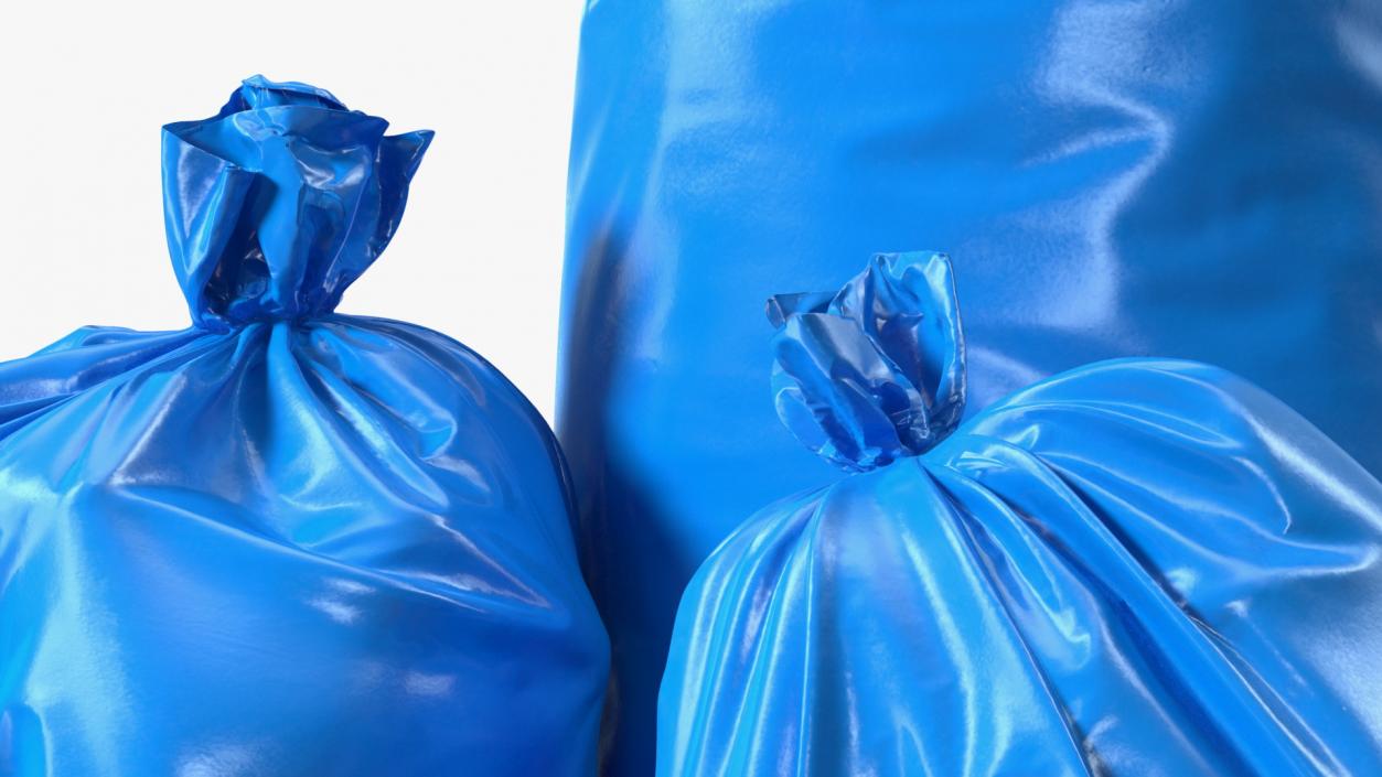 Tied Closed Blue Trash Bags 3D