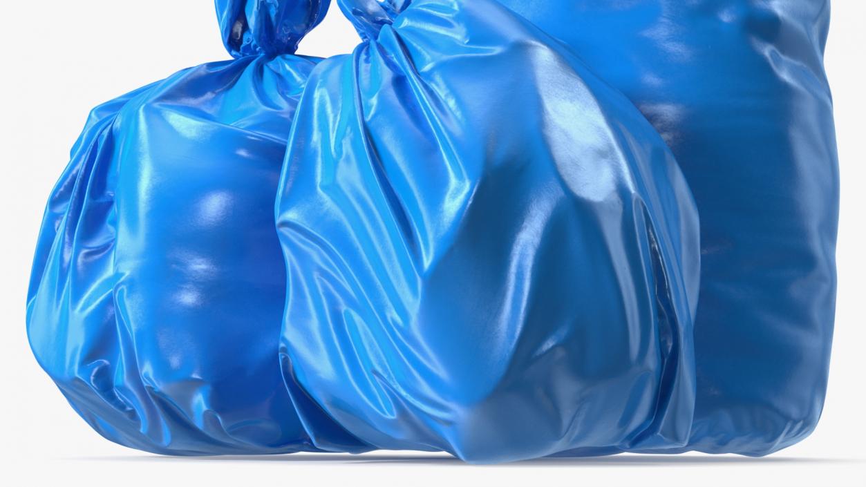 Tied Closed Blue Trash Bags 3D