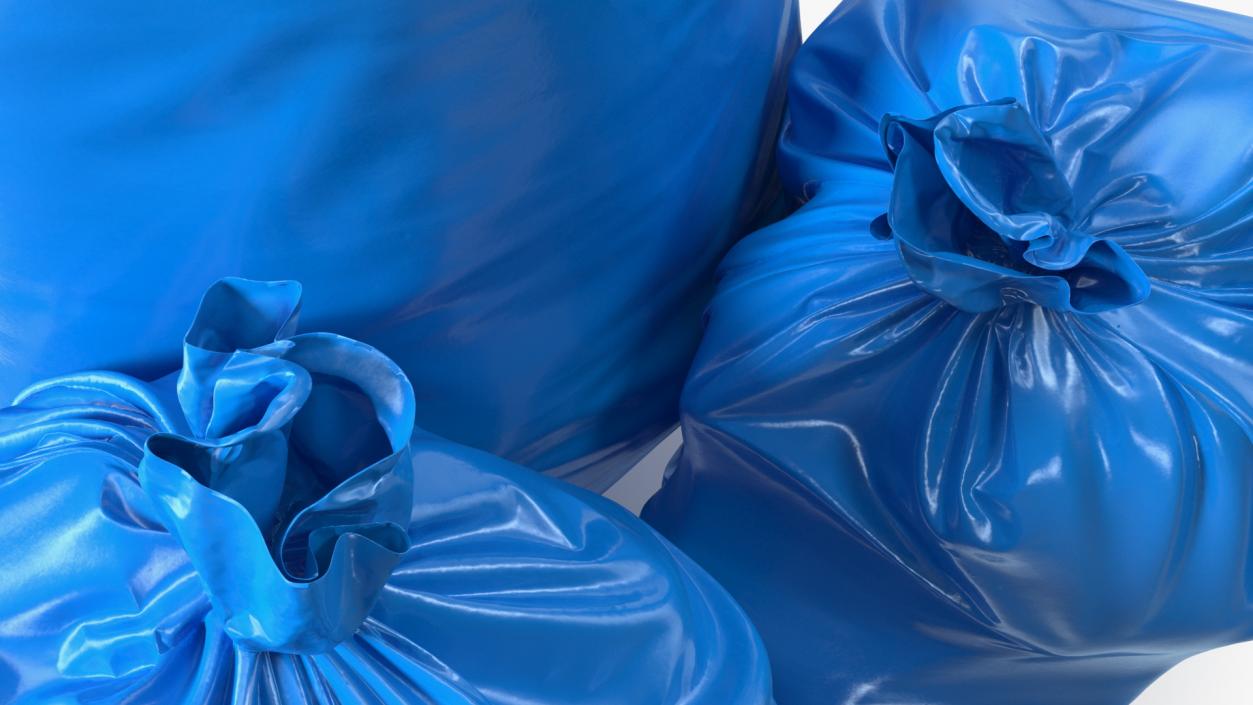 Tied Closed Blue Trash Bags 3D