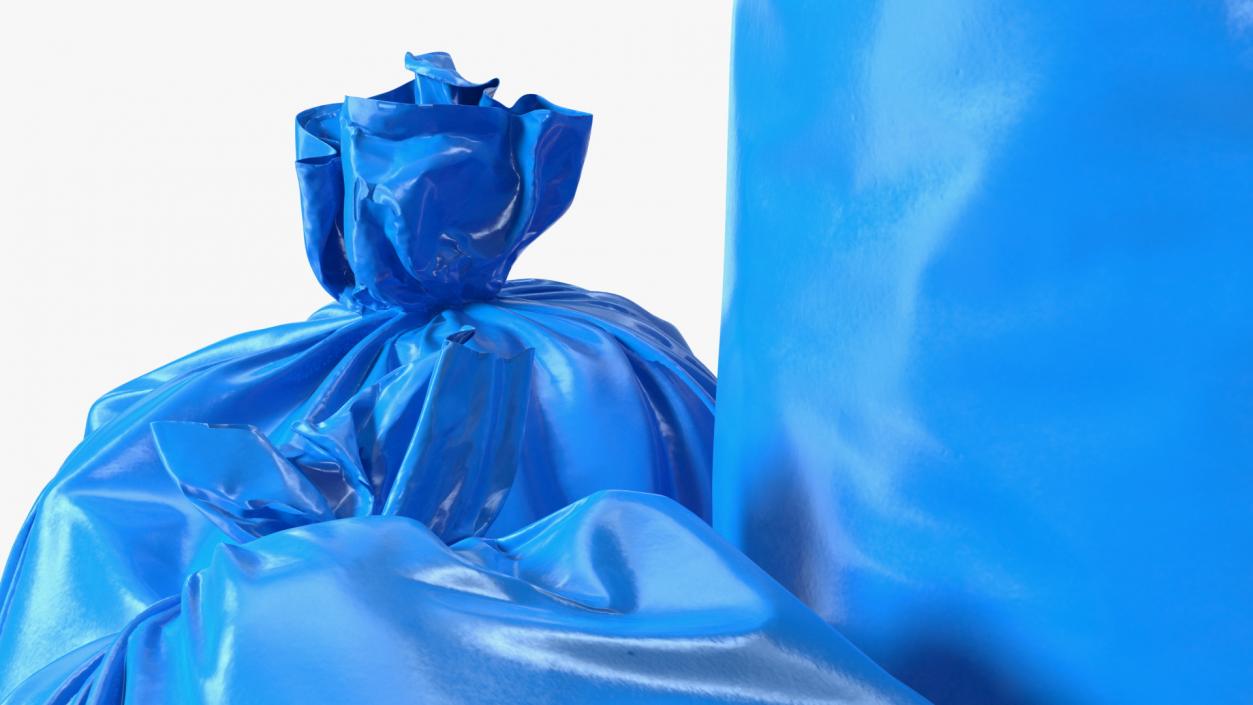 Tied Closed Blue Trash Bags 3D