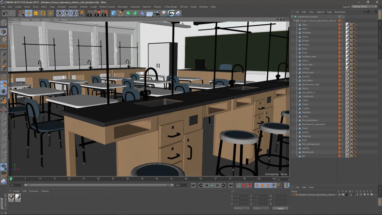 3D model Modern School Laboratory Interior 2