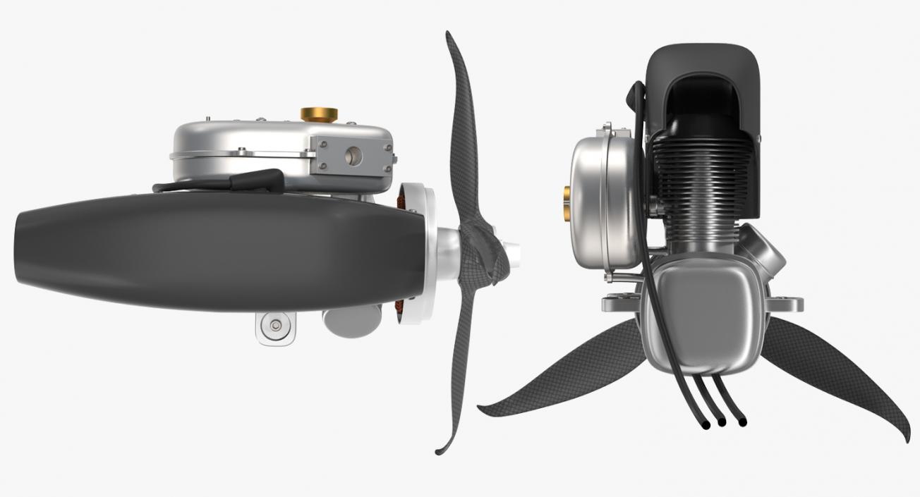 3D Piston Engine with Propeller model