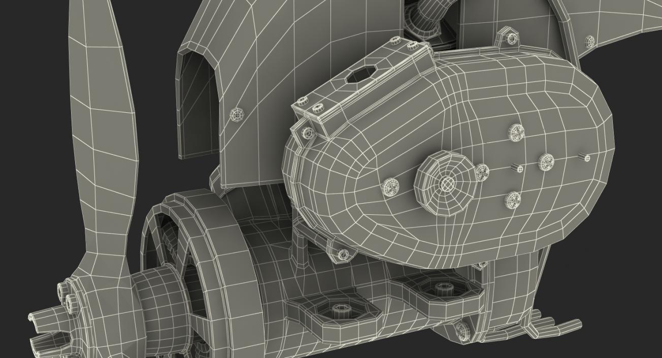 3D Piston Engine with Propeller model