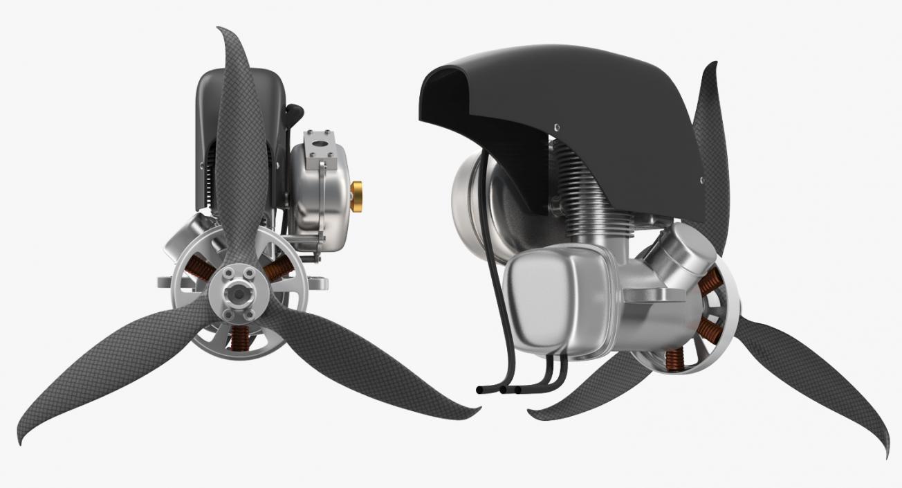 3D Piston Engine with Propeller model