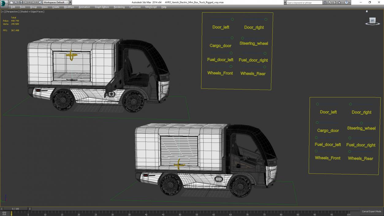 3D AYRO Vanish Electric Mini Box Truck Rigged for Cinema 4D