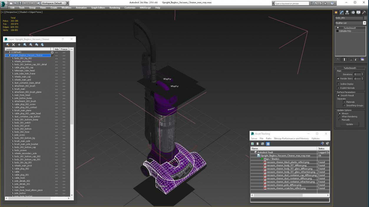 Upright Bagless Vacuum Cleaner Fur 3D model