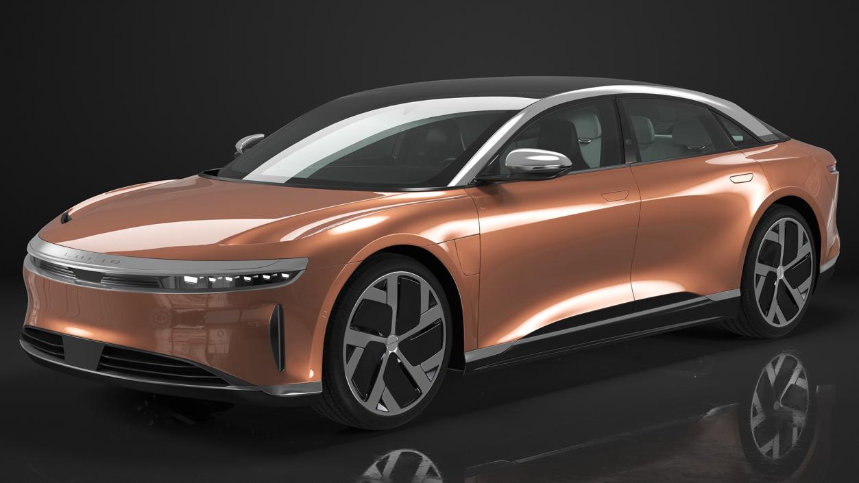 3D Lucid Air 2021 Electric Luxury Sedan Rigged model