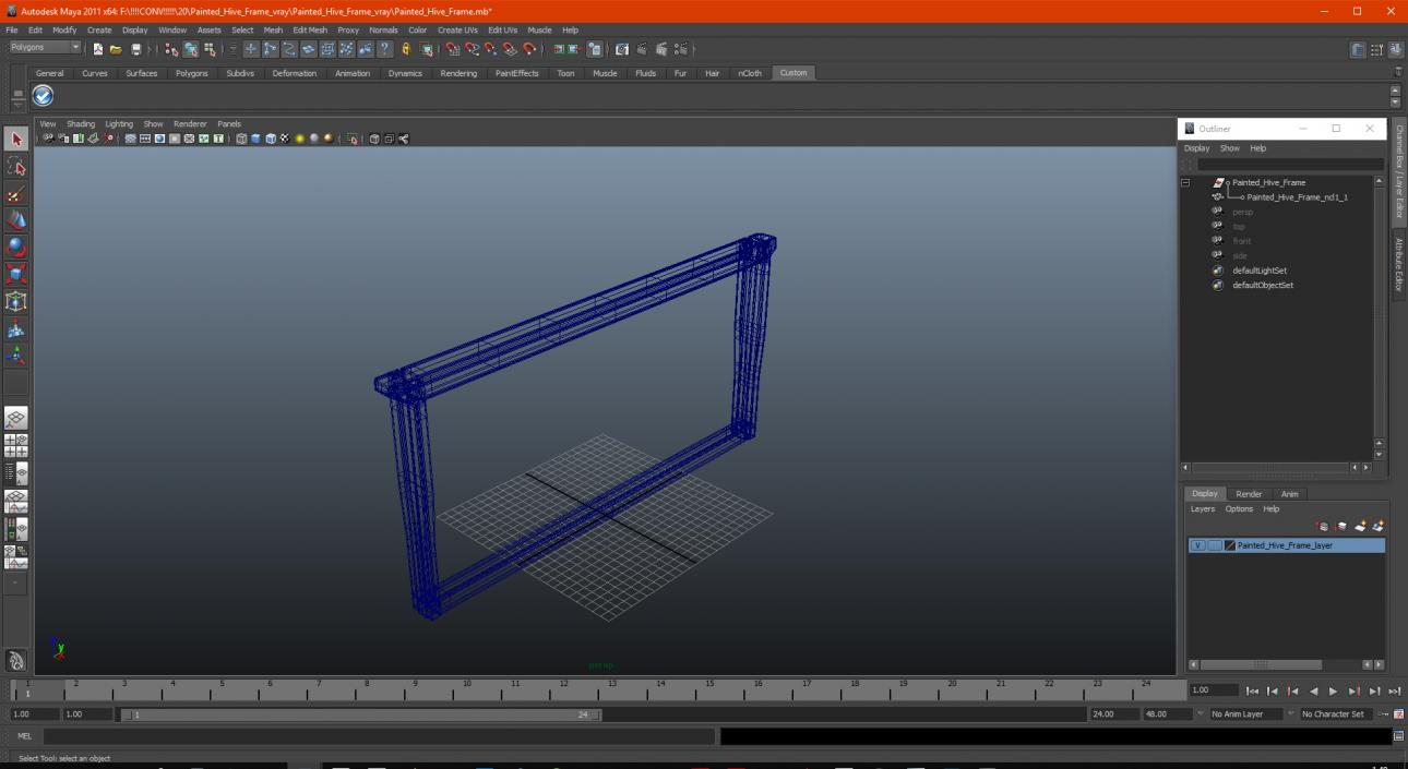 3D Painted Hive Frame model