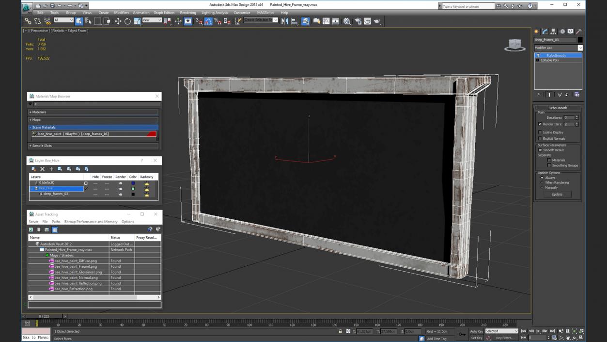 3D Painted Hive Frame model