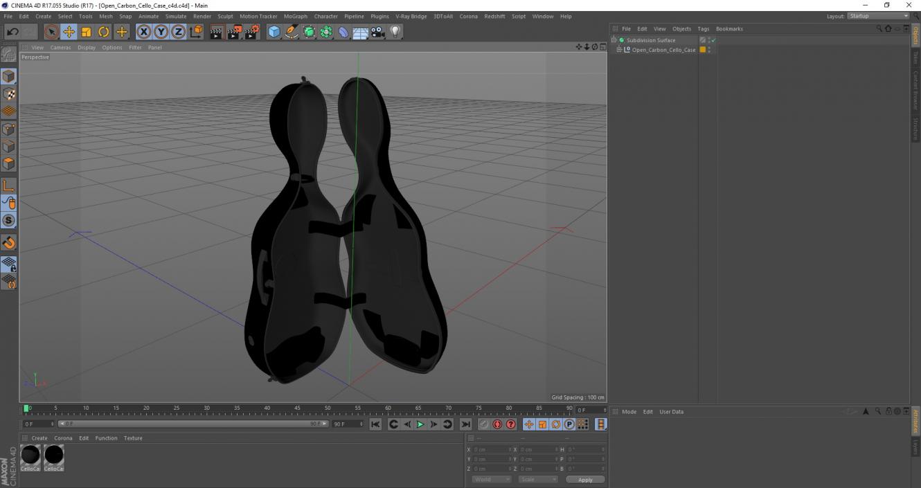 Open Carbon Cello Case 3D