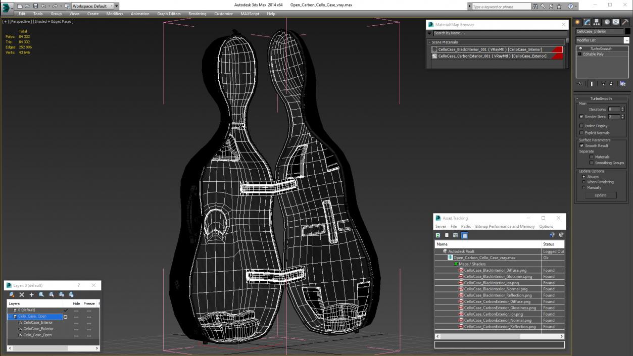 Open Carbon Cello Case 3D