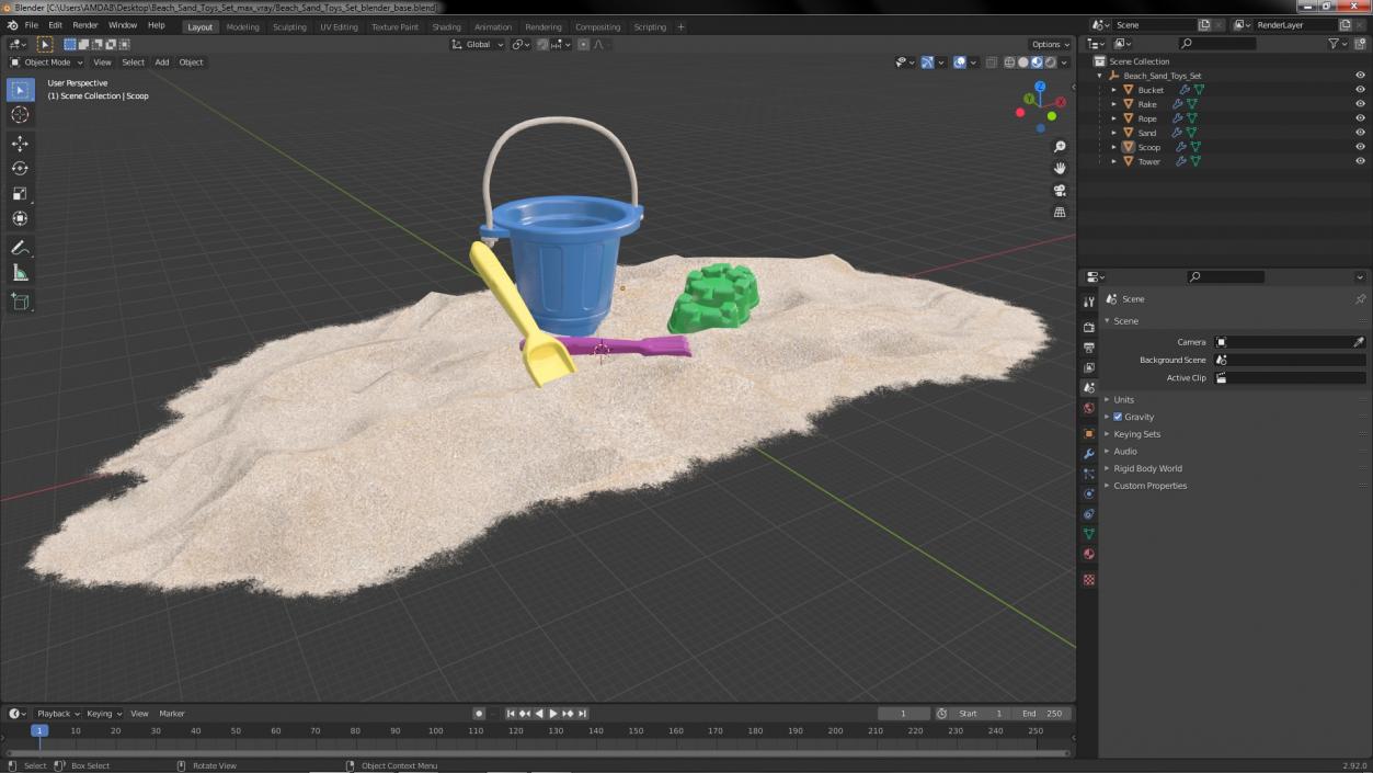 Beach Sand Toys Set 3D model