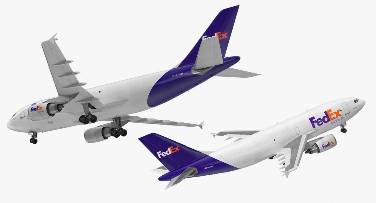 Airbus A310 300F Cargo Aircraft FedEx Express Rigged 3D