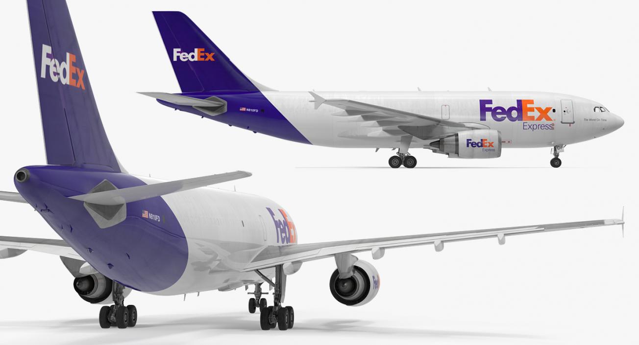 Airbus A310 300F Cargo Aircraft FedEx Express Rigged 3D