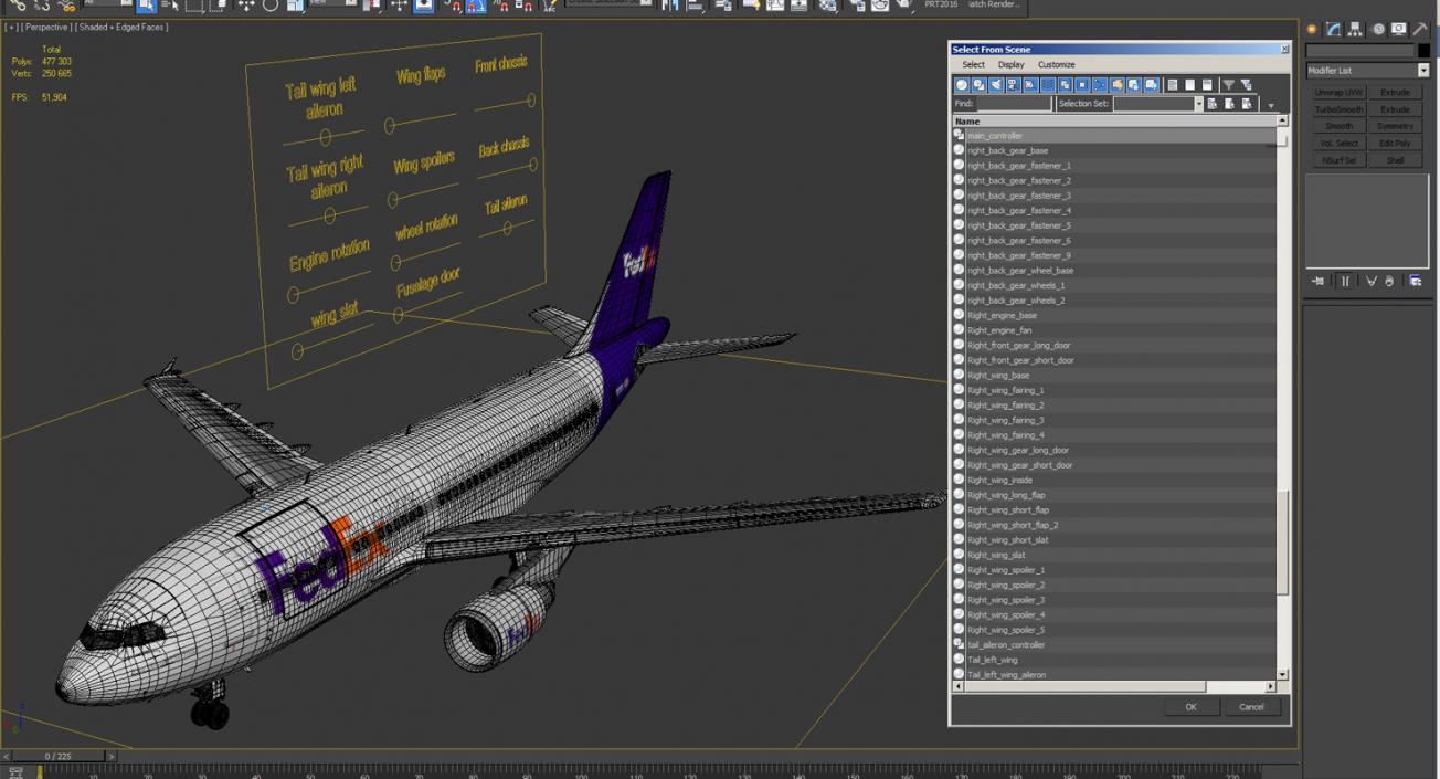 Airbus A310 300F Cargo Aircraft FedEx Express Rigged 3D