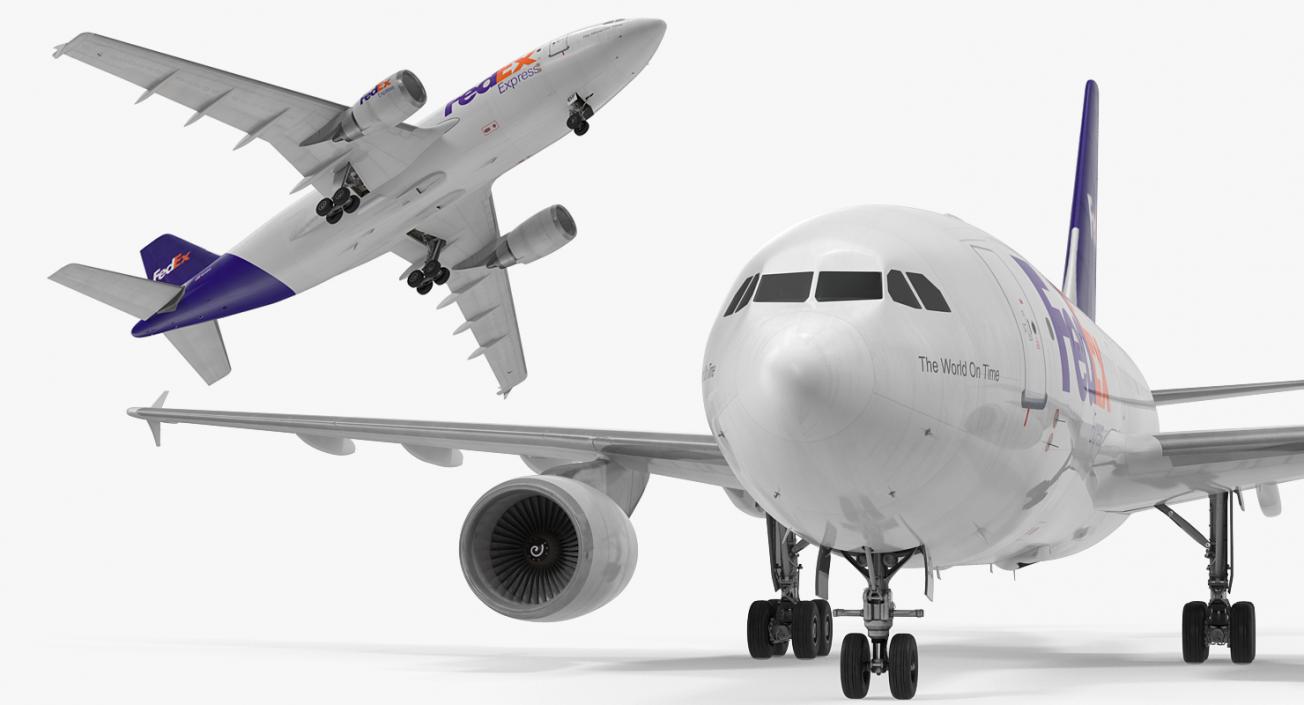 Airbus A310 300F Cargo Aircraft FedEx Express Rigged 3D