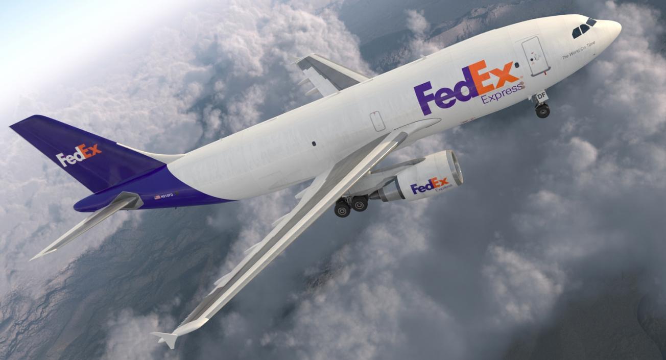 Airbus A310 300F Cargo Aircraft FedEx Express Rigged 3D