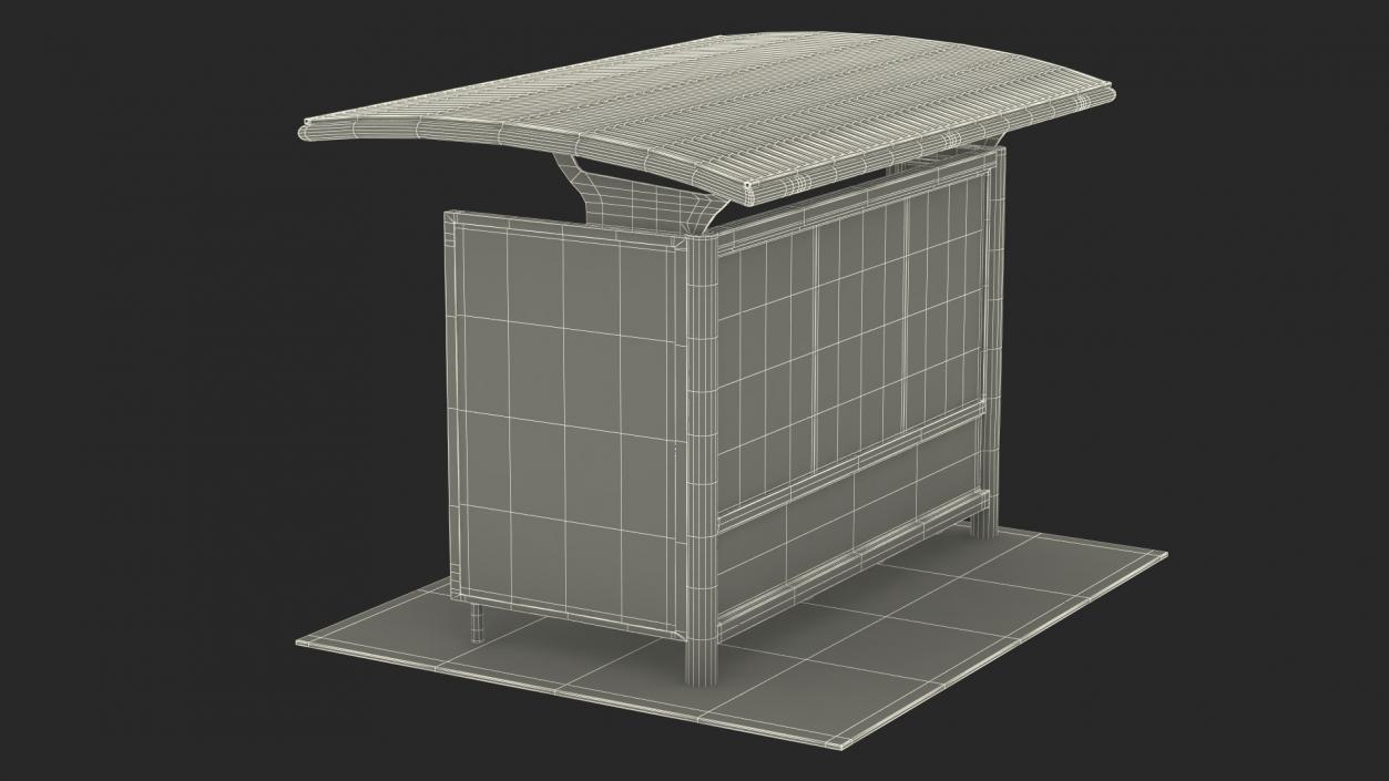 3D Bus Stop Black Old model