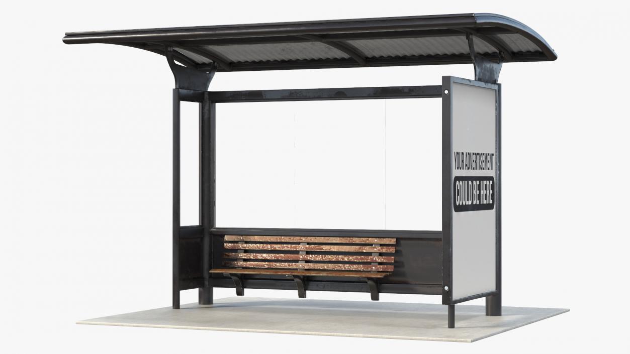 3D Bus Stop Black Old model