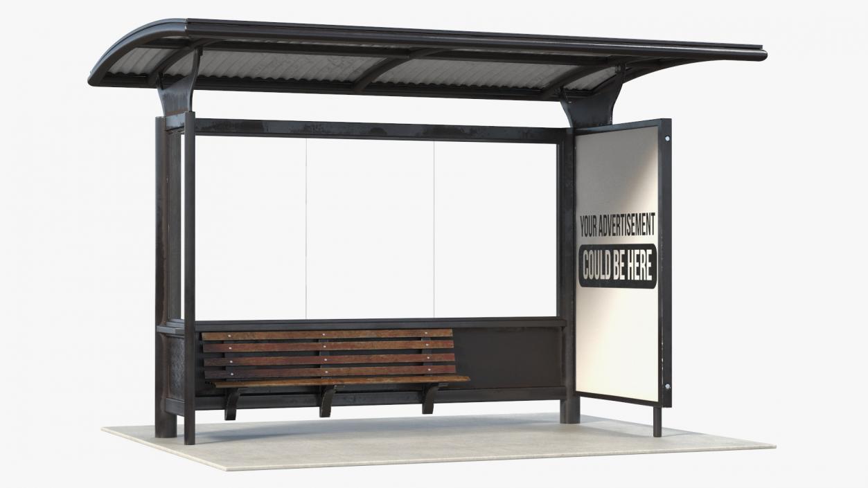 3D Bus Stop Black Old model