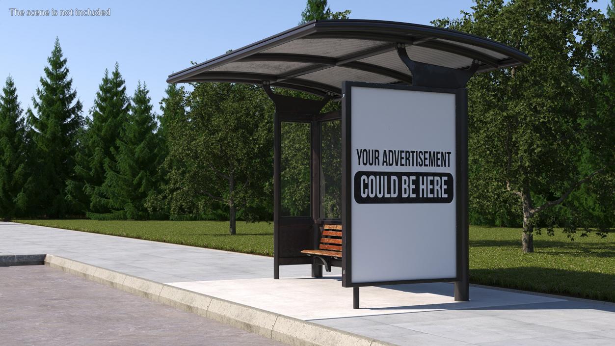 3D Bus Stop Black Old model