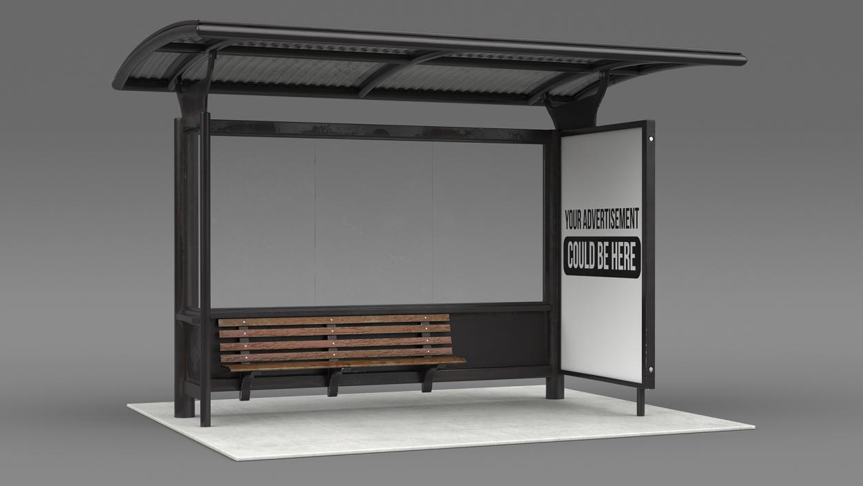 3D Bus Stop Black Old model