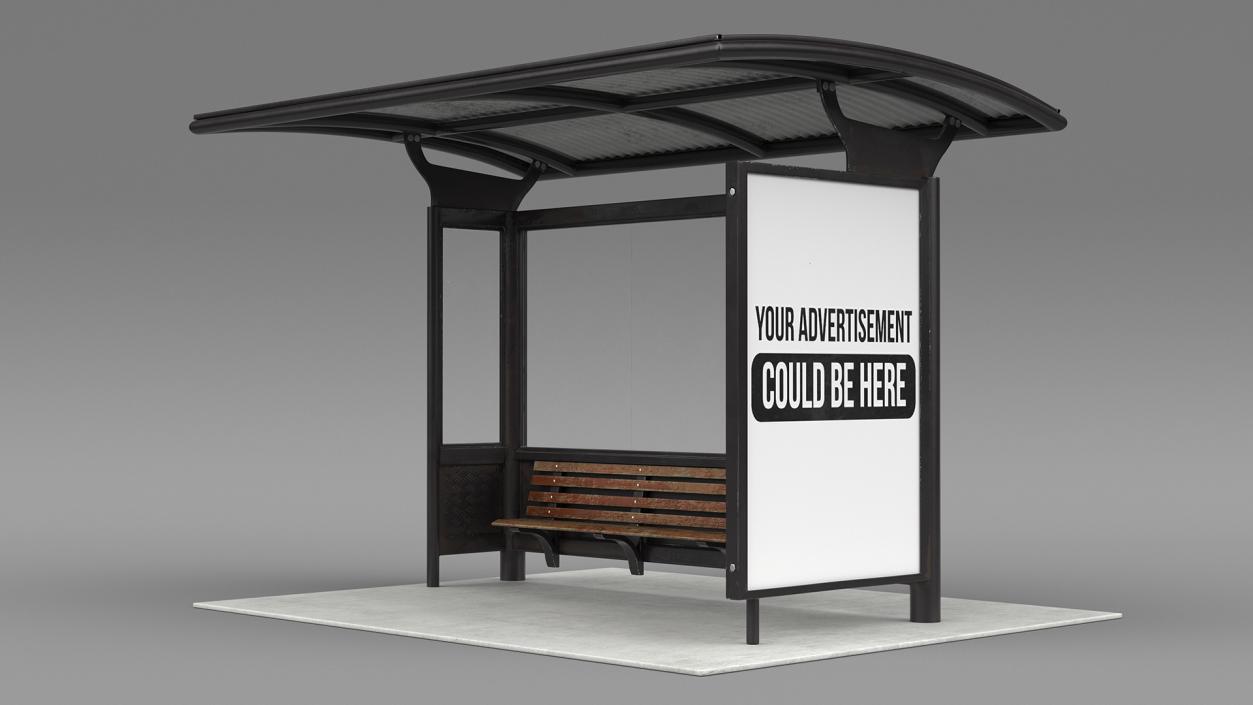 3D Bus Stop Black Old model