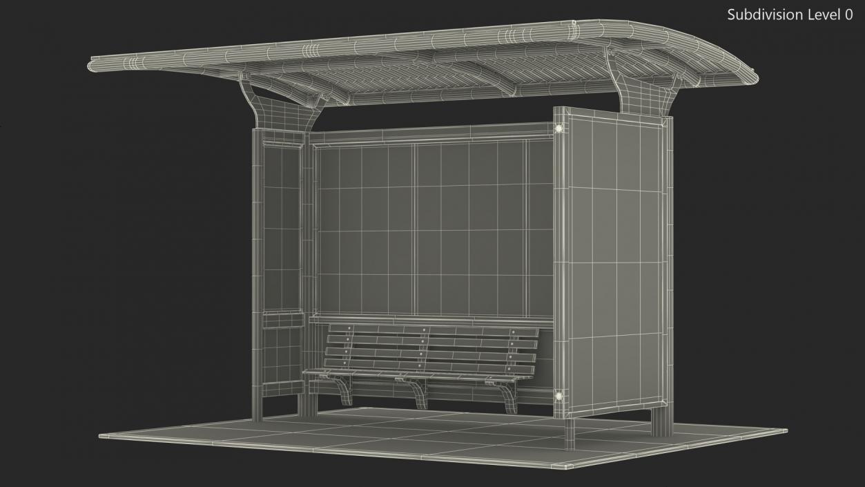 3D Bus Stop Black Old model