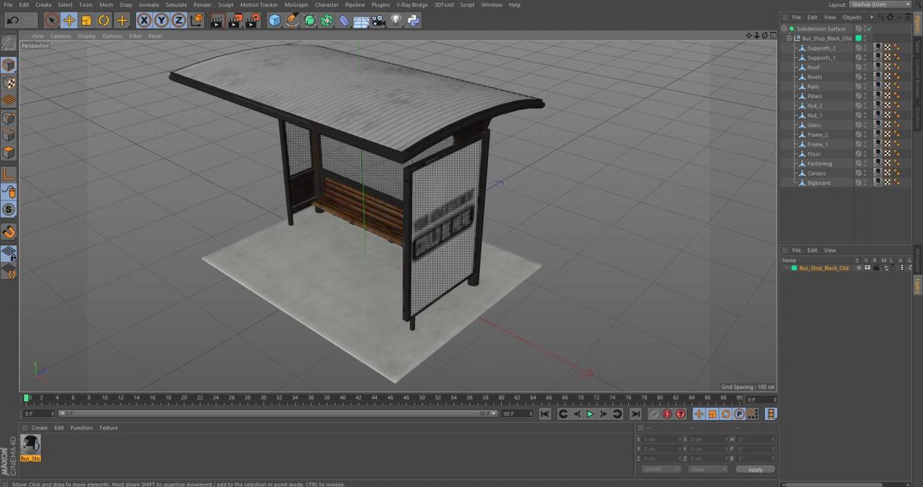 3D Bus Stop Black Old model