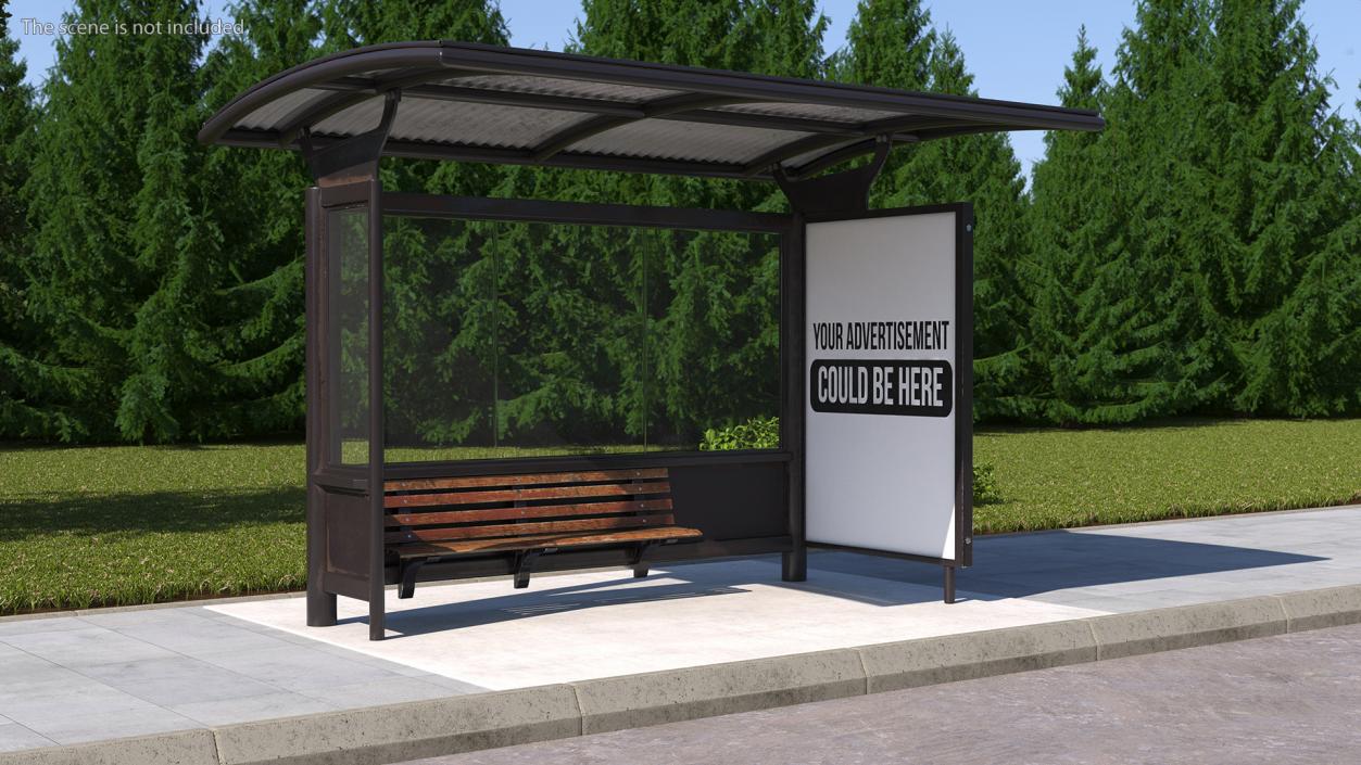 3D Bus Stop Black Old model