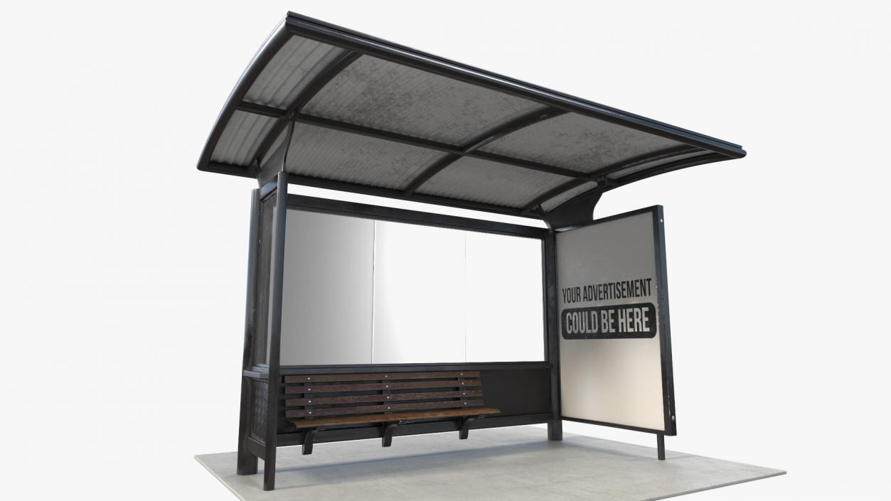 3D Bus Stop Black Old model