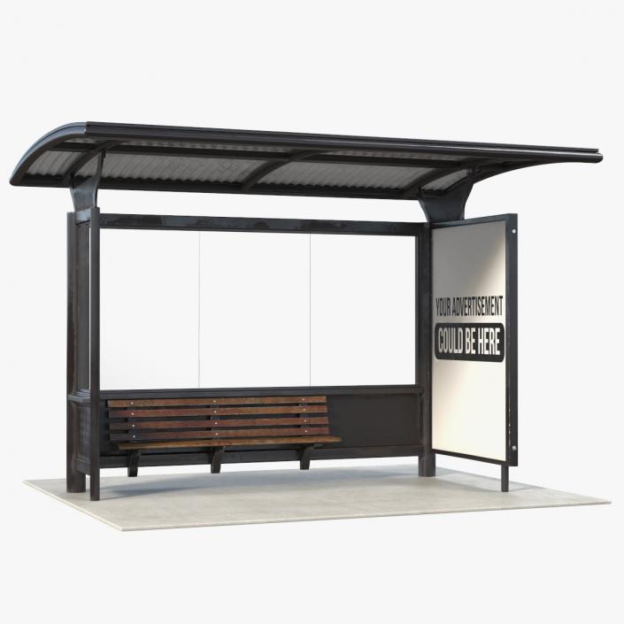 3D Bus Stop Black Old model