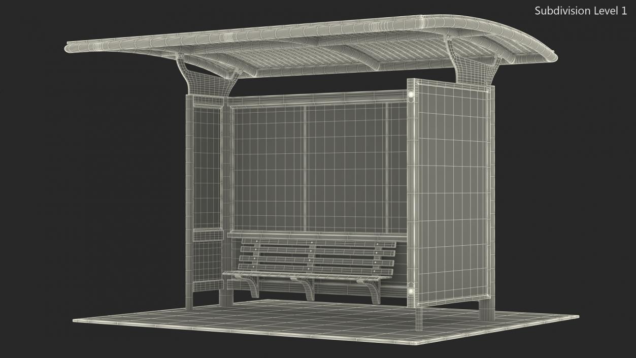 3D Bus Stop Black Old model